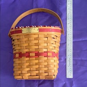 Longaberger Tan and Red Woven Basket